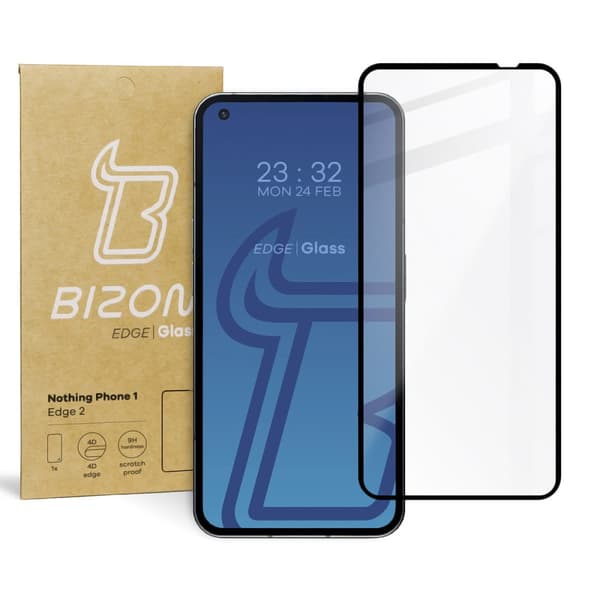 Bizon Glass Edge 2 Härdat Glas för Nothing Phone 1, Svart