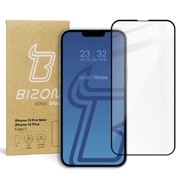 Bizon Glass Edge 2 Hærdet Glas til iPhone 14 Plus / 13 Pro Max, Sort