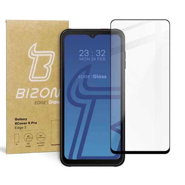 Bizon Glass Edge 2 Härdat Glas för Galaxy XCover 6 Pro, Svart