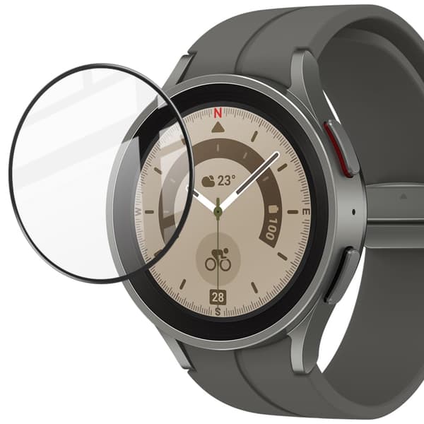 Bizon Glass Watch Edge Hybrid Galaxy Watch 5 Prolle (45 mm), musta