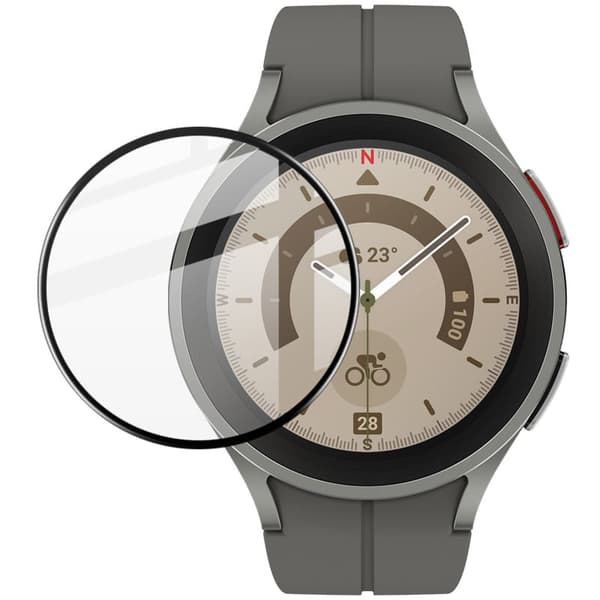 Bizon Glass Watch Edge Hybrid Galaxy Watch 5 Prolle (45 mm), musta