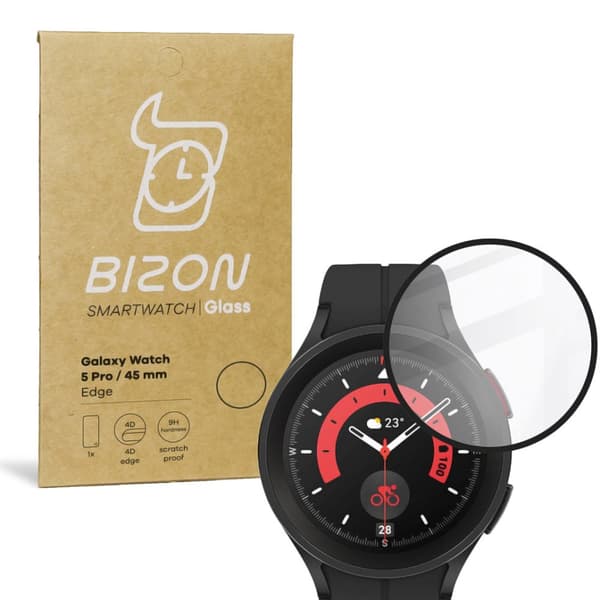 Bizon Glass Watch Edge Hybrid Galaxy Watch 5 Prolle (45 mm), musta