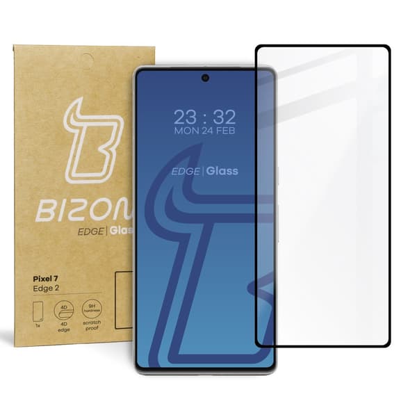 Bizon Glass Edge 2 Härdat Glas för Pixel 7, Svart
