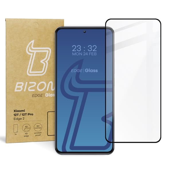 Bizon Glass Edge 2 karkaistu lasi Xiaomi 12T / 12T Prolle, musta