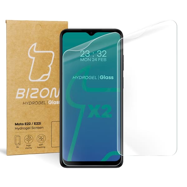Bizon Glass Hydrogel Skärmskydd för Motorola Moto E22 / E22i, 2 st