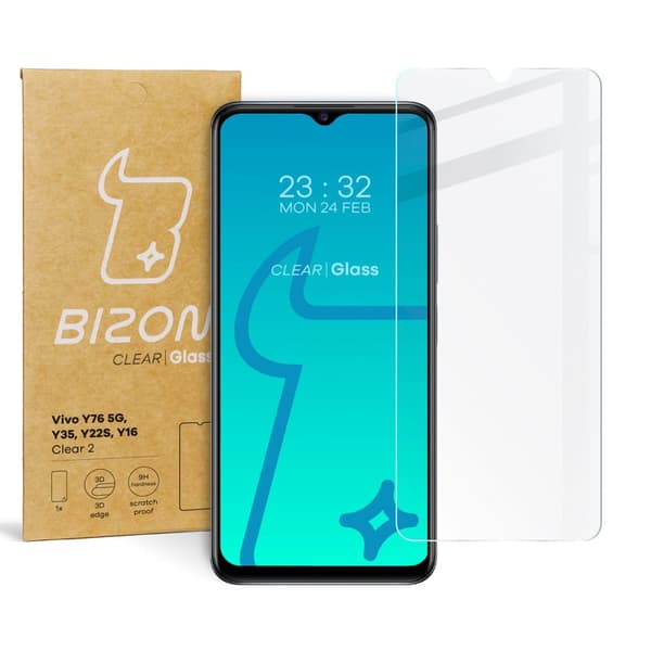 Bizon Glass Clear 2 Härdat Glas för Vivo Y76 5G / Y35 / Y22s / Y16