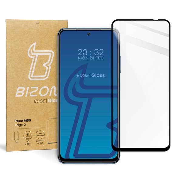 Bizon Glass Edge 2 Hærdet Glas til Poco M5s, Sort