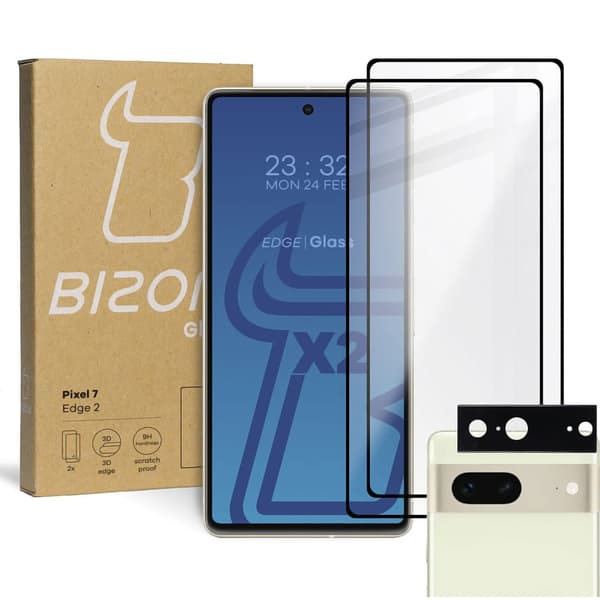 2x Glas + kameraglas BIZON Edge 2 til Google Pixel 7