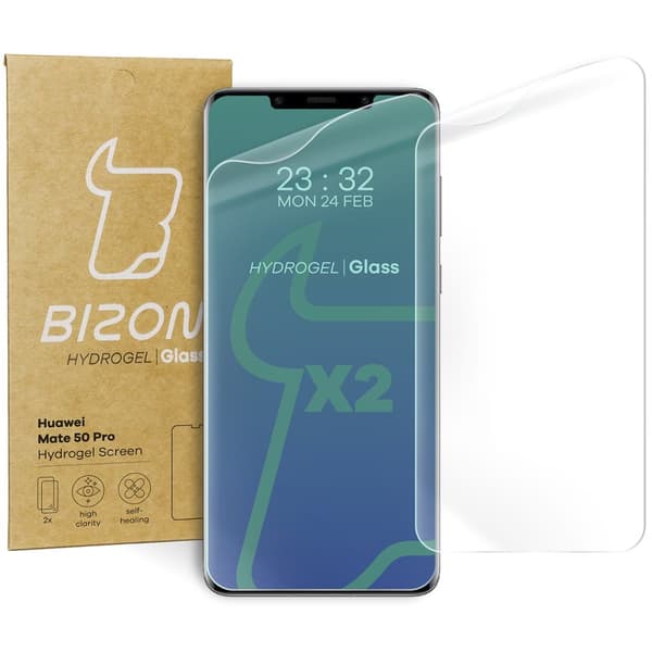 Bizon Glass Hydrogel skärmskydd för Huawei Mate 50 Pro, 2 stycken
