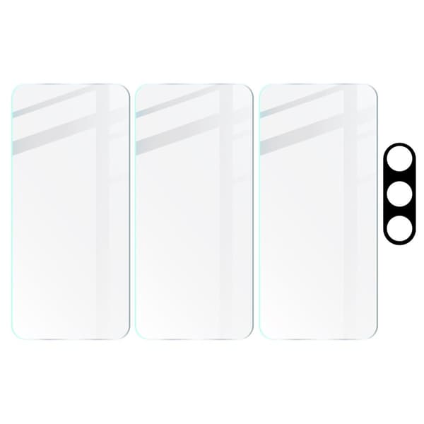 3x Glas + kameraglas BIZON Clear 2 för Galaxy S23 Plus