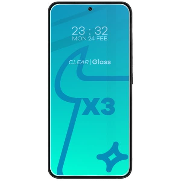 3x Glas + kameraglas BIZON Clear 2 för Galaxy S23 Plus