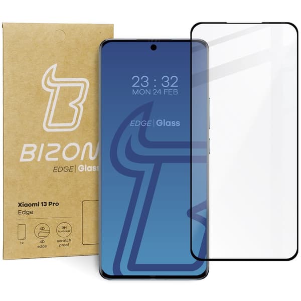 Bizon Glass Edge Härdat Glas för Xiaomi 13 Pro, Svart