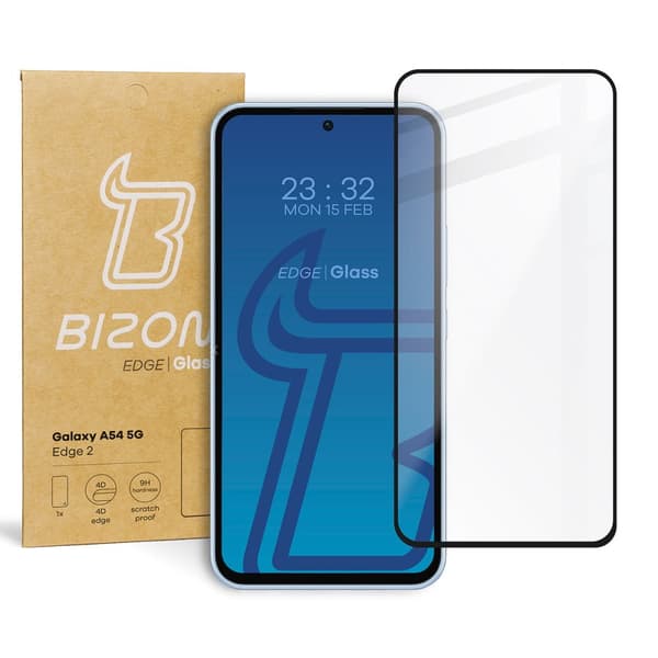 Bizon Glass Edge 2 Hærdet Glas til Galaxy A54 5G, Sort