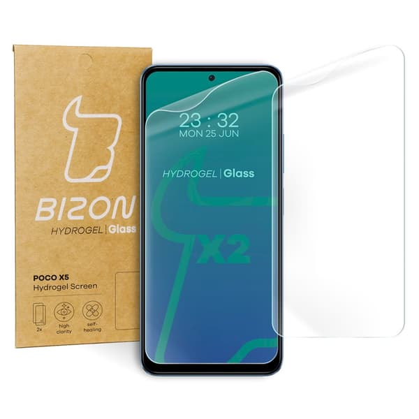 Bizon Glass Hydrogel Skärmskydd för Poco X5, Redmi Note 12 4G/5G, 2 st