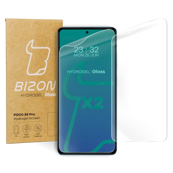 Bizon Glass Hydrogel Skärmskydd för Poco X5 Pro, Redmi Note 12 Pro 5G, Redmi Note 12 Pro+ 5G, 2 stycken