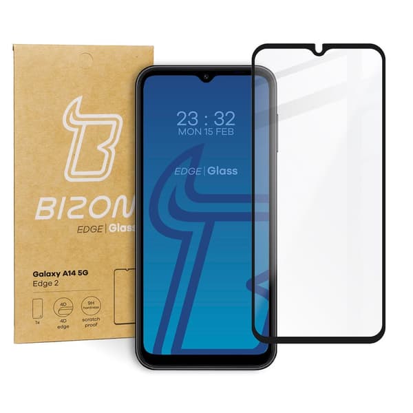 Bizon Glass Edge 2 Hærdet Glas til Galaxy A14 4G/5G, Sort