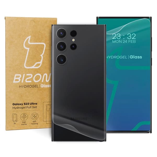 Bizon Glass Hydrogel Bak- och Framfilm, Galaxy S23 Ultra