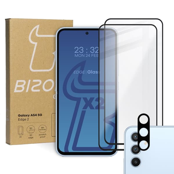 2x Glas + kameraglas BIZON Edge 2 til Galaxy A54 5G