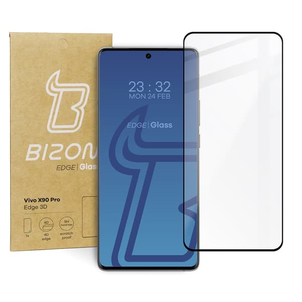 BIZON Glass Edge 3D Härdat Glas för Vivo X90 Pro