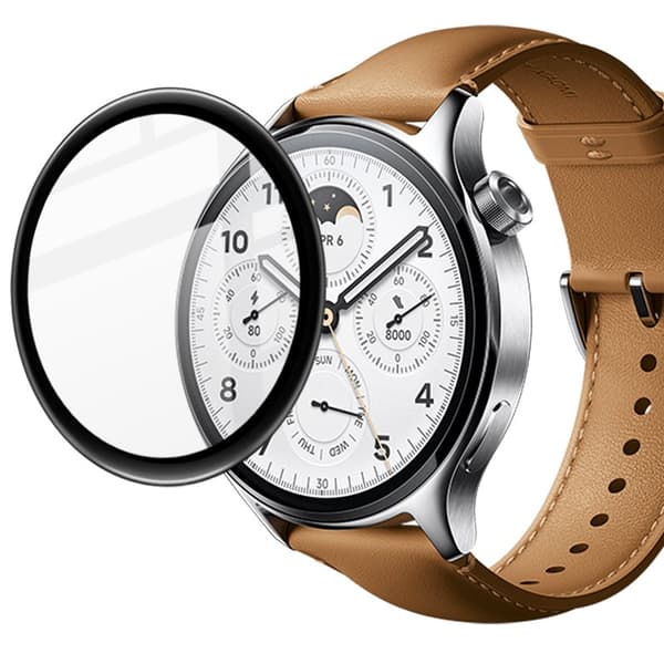 Bizon Glass Watch Edge Hybridglas för Xiaomi Watch S1 Pro, Svart