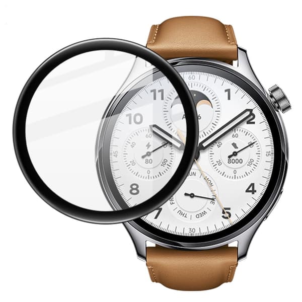 Bizon Glass Watch Edge Hybridglas för Xiaomi Watch S1 Pro, Svart