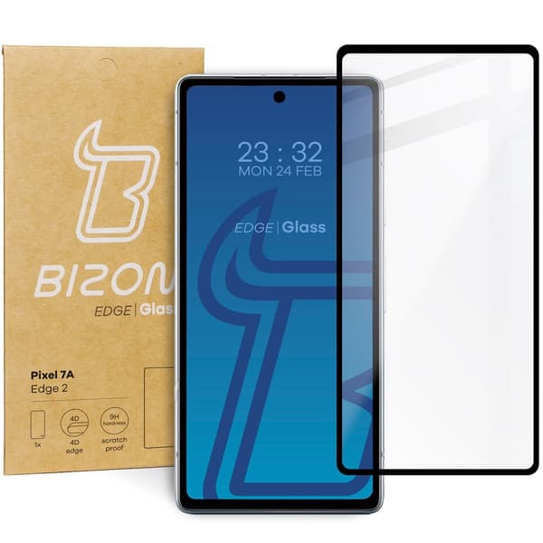 Bizon Glass Edge 2 Härdat Glas för Pixel 7A, Svart