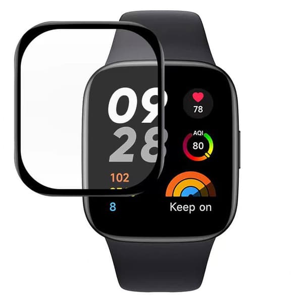 Bizon Glass Watch Edge Hybridglas för Xiaomi Redmi Watch 3, Svart