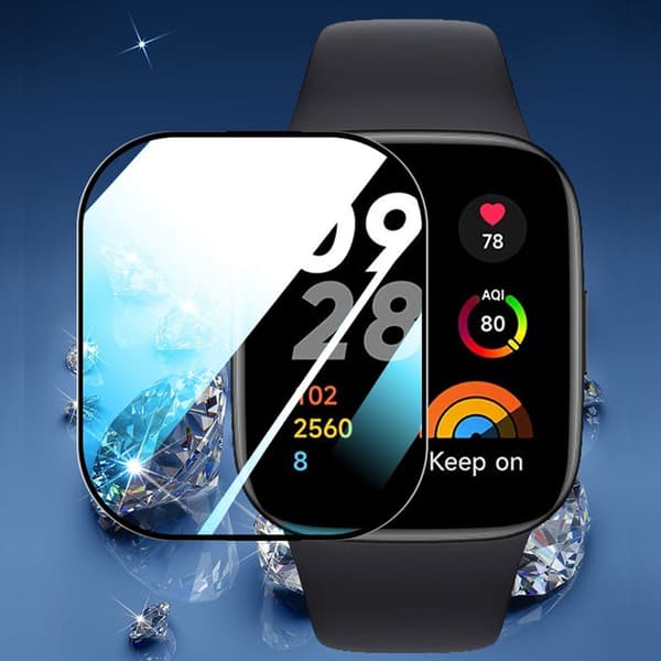Bizon Glass Watch Edge Hybridglas för Xiaomi Redmi Watch 3, Svart