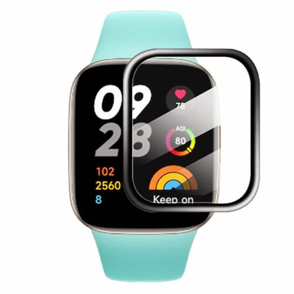 Bizon Glass Watch Edge Hybridglas för Xiaomi Redmi Watch 3, Svart