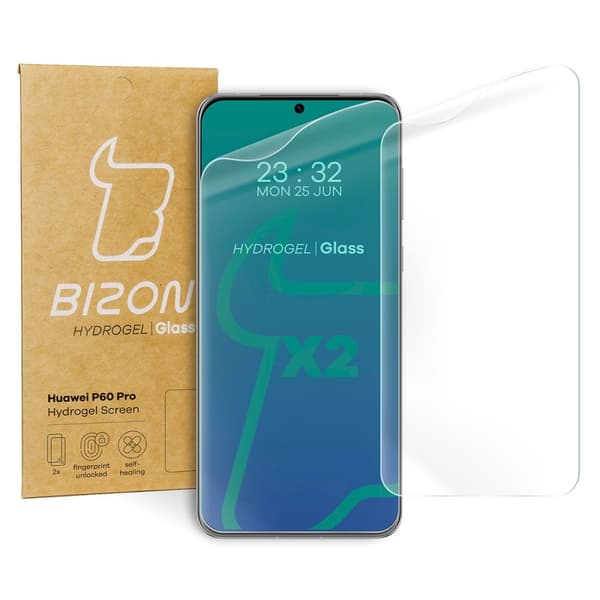 Bizon Glass Hydrogel skærmbeskytter til Huawei P60 Pro, 2 stk.