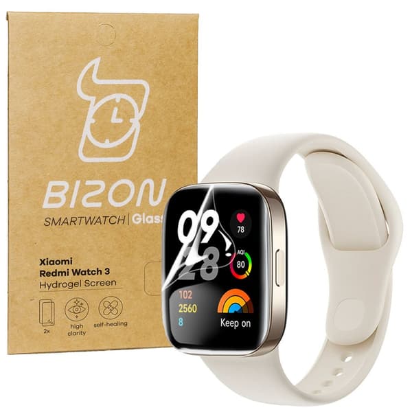Bizon Glass Hydrogel skärmskydd för Xiaomi Redmi Watch 3, 2 stycken