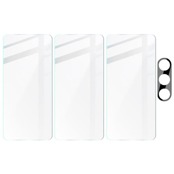 3x Glas + kameralins BIZON Clear 2 för Galaxy A34 5G