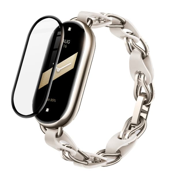 Bizon Glass Watch Edge Hybrid Glass til Mi Smart Band 8, Sort