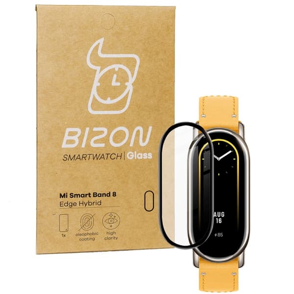 Bizon Glass Watch Edge Hybrid Glass til Mi Smart Band 8, Sort