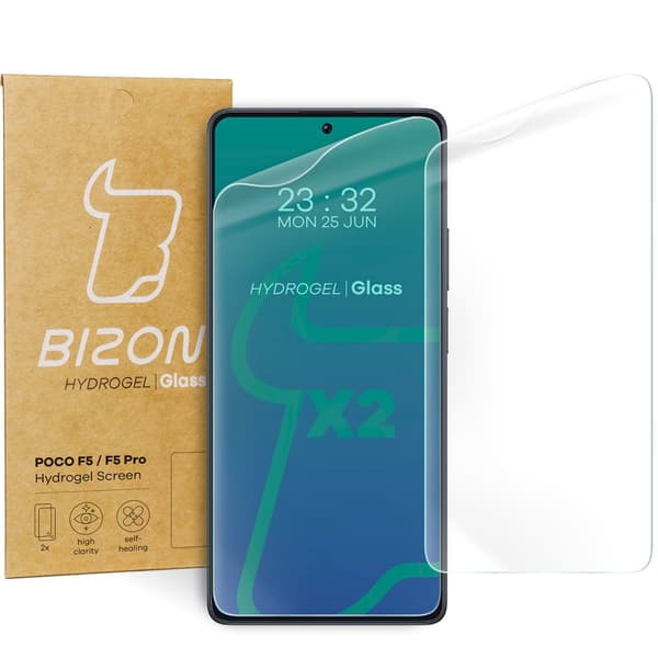 Bizon Glass Hydrogel Skærmbeskytter til POCO F5/F5 Pro, 2 stk.