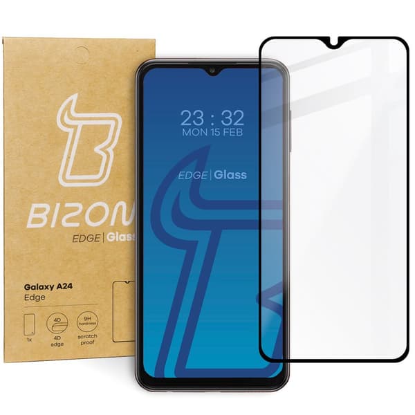 Bizon Glass Edge Härdat Glas för Galaxy A24 4G, Svart