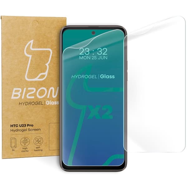 Bizon Glass Hydrogel skärmskydd för HTC U23 Pro, 2 stycken