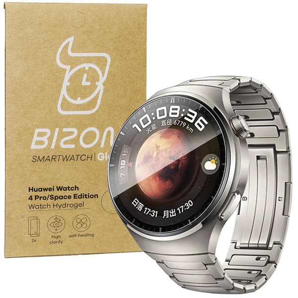 Bizon Glass Hydrogel skärmskydd för Huawei Watch 4 Pro / 4 Pro Space Edition, 2 stycken
