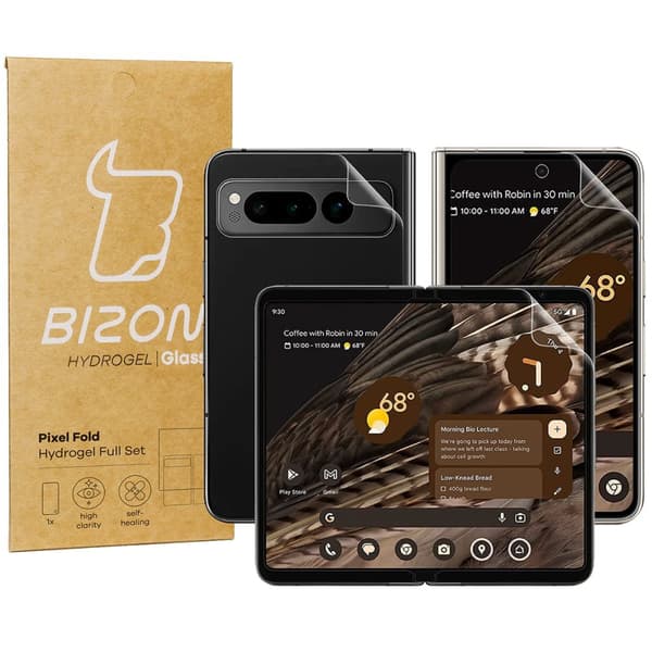 Hydrogeelikalvo taka- ja etupuolelle Bizon Glass Hydrogel, Pixel Fold