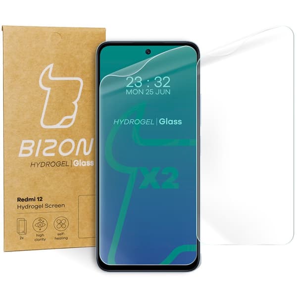 Bizon Glass Hydrogel skærmbeskytter til Redmi 12, 2 stk.