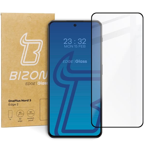Bizon Glass Edge 2 karkaistu lasi OnePlus Nord 3:lle, musta