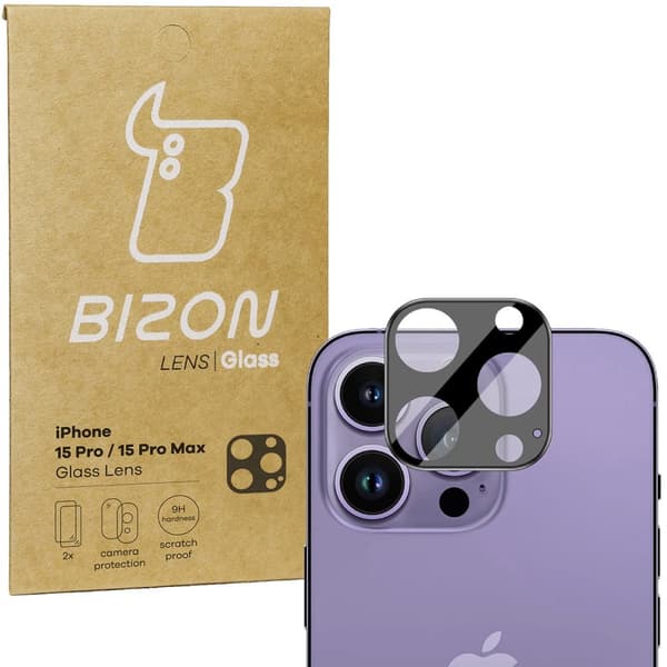 Bizon Glass-lins för iPhone 15 Pro / iPhone 15 Pro Max, 2 stycken