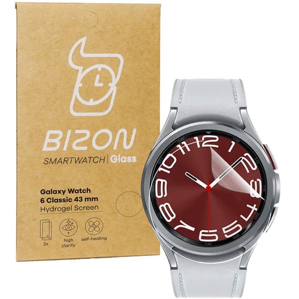 Bizon Glass Hydrogel skärmskydd för Galaxy Watch 6 Classic 43mm, 2 stycken (klocka)