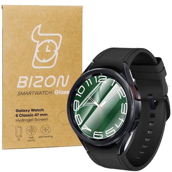 Bizon Glass Hydrogel Skärmskydd för Galaxy Watch 6 Classic 47mm, 2 stycken (klocka)