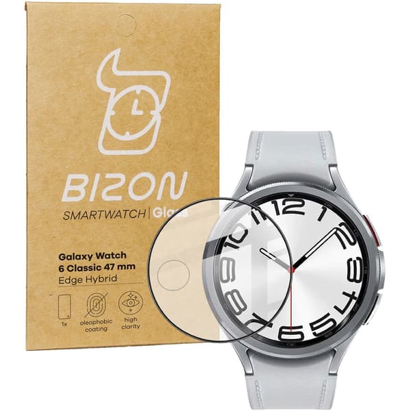 Bizon Glass Watch Edge Hybrid Galaxy Watch 6 Classicille (47 mm), musta
