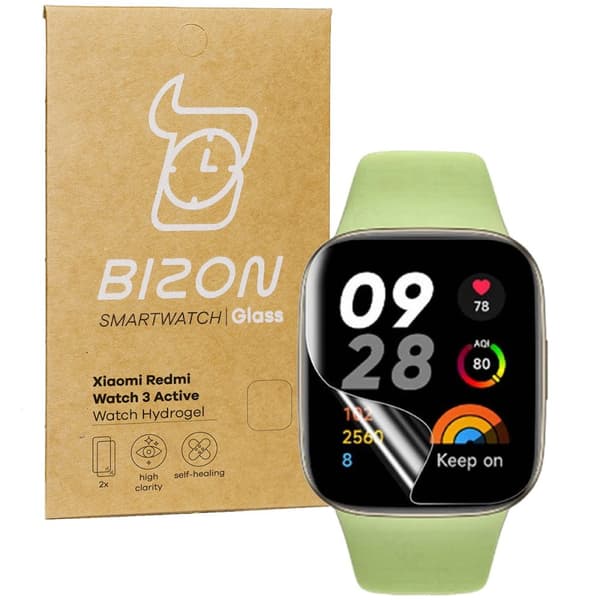 Bizon Glass Watch Hydrogel Skärmskydd för Redmi Watch 3 Active, 2 stycken (klocka)