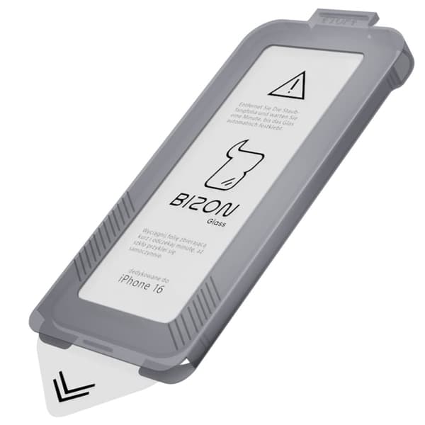 Härdat glas med ram för enkel applicering Bizon Glass Applicator för iPhone 16, 2 st
