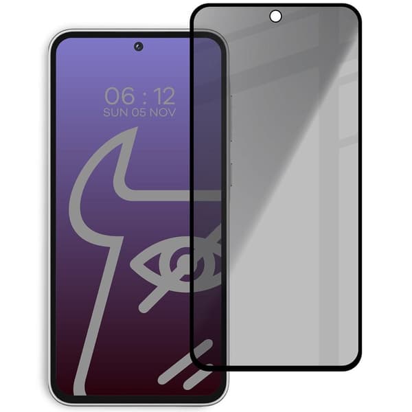 Bizon Glass Edge Shadow Privacy Härdat Glas för Galaxy A35 5G / A55 5G, Tonat med Svart Ram