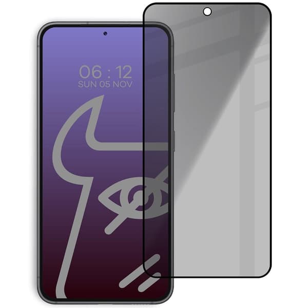 Bizon Glass Edge Shadow Privacy Härdat Glas för Galaxy S23, Tonat med Svart Ram