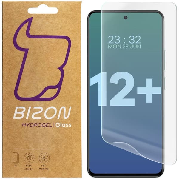 Bizon Glass Hydrogel Frontskærmbeskytter til Realme 12+ 5G, 2 stk.